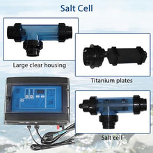 Salt Chlorinator System, 5/10/15/20/30/50G/H Saltwater Chlorine Generator Electrolysis Salt Chlorinator Device Electronic Chlorine Generator for Swimming Pool Spa Water Treatment Machines(20g/H)