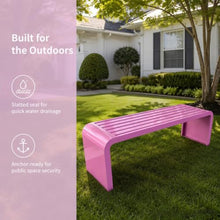 U-Shaped Wrought Iron Outdoor Bench,One Piece Seamless Bending Frame