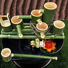 ERoomQ Bamboo Fountain Decor,Garden Water Feature Water Spout with Water Pump,Bamboo Spoon,Water Wheel,Small Bucket,Garden Decoration,Waterfall(35cm)