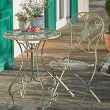 FENOKD Folding Side Table Distressed Outdoor Table Chairs Set Foldable Coffee Table Outdoor Garden Table Small Round Patio Table - Green (one Chair)