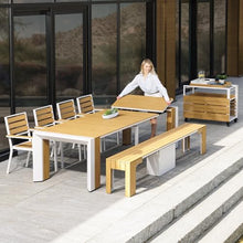 Transformer Table Extendable Outdoor Dining Set, Light Oak, Natural
