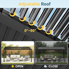 Pergola 12' x 16' with Aluminum Frame and Adjustable Louvered Roof