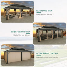 YITAHOME 12X20FT Gazebo Hard Top Patios Double Roof Aluminum Frame