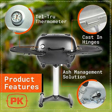 PK Grills Charcoal BBQ Grill and Smoker Combination PK360 Portable Outdoor Grill Smoker Graphite