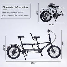 GOJLEX Foldable Tandem Bike 20” City Folding Bicycle Black
