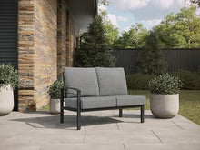 Winston Stanford Cushion Outdoor Loveseat with Right Arm Textured Pewter