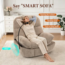 Culect Oversized Wide Swivel Rocker Recliner with Speaker, Khaki Plush
