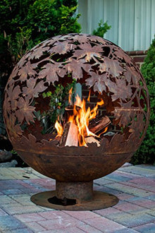 Esschert Design FF1014 Leaf Fire Sphere, Rust Metal Finish - X Large