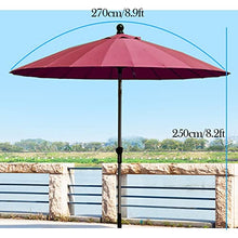 LumaGrove 9ft/270cm Large Garden Parasol Outdoor Market Table Umbrella, Round Parasol with Tilt Adjustable and Crank, Aluminum Sunshade Umbrella(Red)