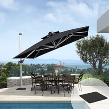 OROTLECT 11 Feet Double Top Deluxe Solar Powered LED Square Patio Umbrella with Steel Plate Base