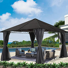 ABCCANOPY Hardtop Patio Gazebo with Curtains and Netting Dark Gray