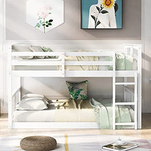 Harper & Bright Designs Full Over Full Low Bunk Bed with Ladder White