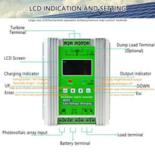 MiBoce Wind Solar Hybrid Charge Controller, Wind Turbine Solar Hybrid MPPT Charge Boost Controller, LCD Smart Display, for Wind Solar Supplementary Power System