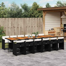 LKJephalotrope 13 Piece Patio Dining Set, Outdoor Rattan Dining Table and Chairs with Cushions, Space Saving Cube Garden Furniture Set with Acacia Wood Tabletop, Black