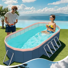 Foldable PVC Swimming Pool, Portable Above Ground Family Pool, 143", Blue