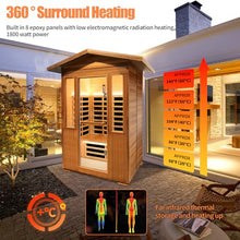 RIGO Outdoor 2-Person Infrared Sauna Red Cedar Hemlock 1800W