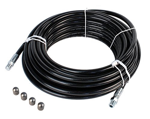 Sewer Jetter Hose & 4 Nozzles 1/4in.x 50ft. 4800 PSI & 4.8 Button Nose Thruster Flusher Monster & Degreaser Nozzles