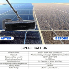 AOXHUGB Outdoor Solar Panel Cleaning Kit - 60cm Automatic Rotating Brush Telescopic Pole Extends to 3.5M - Efficient Water-Powered Window & Solar Cleaner(Size 5.5m)