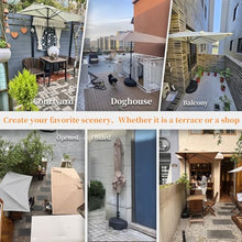 FORRTY Half Patio Umbrella Wall Mounted Outdoor Umbrella Set, 230x130cm UV Protection Sun Shade With Adjustable Crank, Water-Fill Parasol Base, Table & 2 Chairs For Balcony, Garden, Deck, Café(Khaki 1