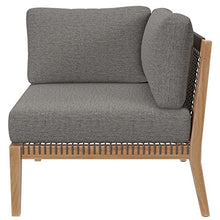 Modway Clearwater Outdoor Patio Teak Wood 6-Piece Sectional Sofa in Gray Graphite
