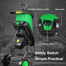 Electric Wood Chipper for The Garden, Large Collector, with Wheels, Leaf Crusher, Wood Chipper and Shredder for The Yard
