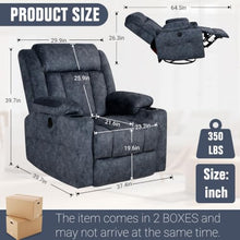LEVELEVE Retro Rocking Recliner Chair, Massage Rocker Recliner Chair with Vibration Massage and Heat, USB and Type-C Ports,360° Swivel Chairs,Living Room, Bedroom, Nursery, RV, DarkBlue