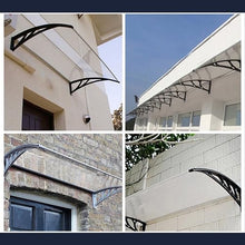 UV Rain Snow Protection Patio Awning Black Polycarbonate Window Canopy 100x200cm Aluminum Bracket Front Door Sun Shade Cover Exterior Shutter