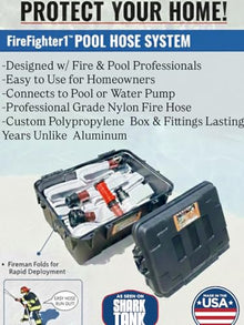 FireFighter1- Fire Hose for Pool Pumps Providing Instant Access to Pool Water During a Fire Emergency (100' (50' Hose w/ 50' Ext.) w/Installation Kit)
