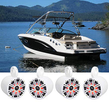 KICKER 45KM84L 8" 600 Watt Marine Waterproof Speakers with LED and Rockville MAC80W White Wakeboard Tower Speaker Pod Enclosures