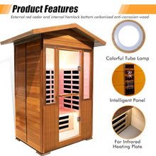 RIGO Outdoor 2-Person Infrared Sauna Red Cedar Hemlock 1800W
