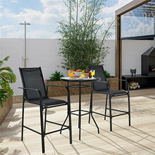3 PCS Outdoor Patio Bar Table Stool Set Height Tempered Glass Top Suitable for Garden, Patio, Poolside, Backyard and More