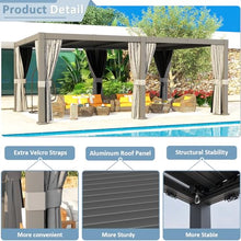 Aoxun Louvered Pergola 12' x 20' Outdoor Aluminum with Adjustable Roof Gray