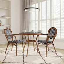 EMMA + OLIVER Black/White Indoor/Outdoor Bistro Table Set with 2 Chairs