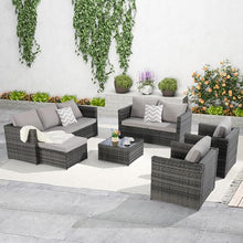 Finca ancha Patio Furniture Set with Small Outdoor Table, Durable All-Weather Wicker, Large Cushions, Breathable Polyester, Patio Bar Set w/Sillas para Balcon, Sillas para Patio Exterior (Light Gray)