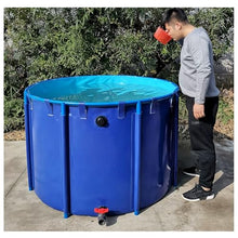 Canvas Fish Pond Pool, Outdoor Fish Ponds Aquarium Pool Pond with Drain Valve, Large Fold Aquarium Children's Pool Fish Tank with Bracket, for Aquaculture Garden Cisterns(1.2x1m/47x39in-1130L)