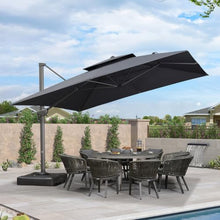 12' X 12' Patio Umbrella Outdoor Square Umbrella Large Cantilever,Gray