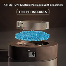 COSIEST Outdoor Propane Fire Pit Coffee Table w Dark Bronze 40.5-inch Round Base Patio Heater, Certified, 50,000 BTU Stainless Steel Burner, Wind Guard, Aqua Blue Fire Glass, Waterproof Cover