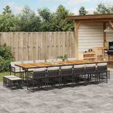 LKJephalotrope 17 Piece Garden Dining Set with Cushions, Large 16 Person Outdoor Furniture Set with Acacia Wood Table and PE Rattan Chairs for Patio, Terrace, and Backyard Dining