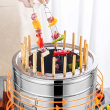 Smoker Smokeless Barbecue Hanging Grill With 30 Skewers Stainless Steel Charcoal BBQ Stove Charcoal Braised Grill Barrel Large Capacity Portable 360° All Round Roasting Oven