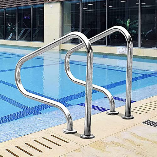 BSNANCA Swimming Pool Safety Hand Rail Sturdy Pool Safety Handrails Swimming Pool Hand Rail 2Pcs for In Ground Swimming Pools with Quick Mount Base 304 Stainl