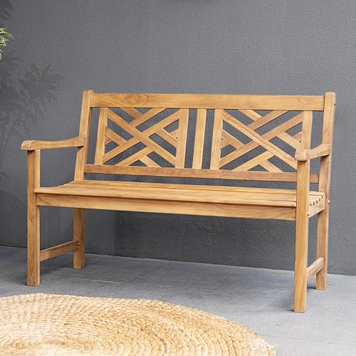 Cambridge Casual Teak Costa 4-Foot Outdoor Garden Bench, Solid Wood, Weather-Resistant Patio Furniture for Outdoor Seating Area, Garden Benches for 2 Seater
