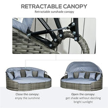 YWMLFZ Convertible Rattan Daybed Sectional Outdoor Sofa with Adjustable Sun Canopy for Balcony Gardens