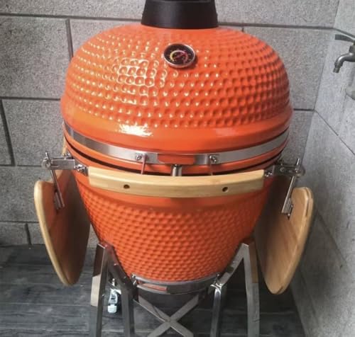 JOSOGO 21 Inch Ceramic Grill, Outdoor Charcoal Grill for Backyard, Patio & Camping, High Temperature Barbecue Grill(Orange)