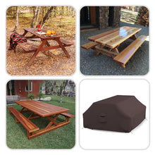 Covers & all Picnic Table Cover, 12 Oz Waterproof UV & Weather Resistant Protector, Outdoor Patio Table Bench Outside Furniture Cover with Air Vents & Drawstrings (98”L x 63”W x 37”H, Coffee)