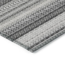 HomeRoots 10' x 14' Black Striped Washable Non-Skid Indoor Outdoor Area Rug Black