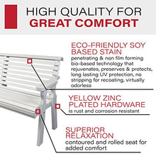 Amish Casual Heavy Duty 5 Foot Roll Back Outdoor Bench in White Stain - Amish Made in The USA from Treated Pine for Outdoor Durability, 700 Lb Weight Capacity