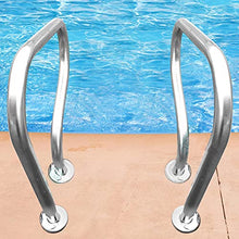 MSHOSAC Pool Handrail Pool Handrails 304 Stainless Steel Swimming Pool Handrail, Pool Hand Rail for Inground Pools and Spa, 3-Bend Pool Stair Railing, Silver (Thick 1mm)