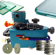 850W Electric Small Glass Edging Machine w/8 Diamond Wheels & 2 Polishing Wheels - Portable Glass Edger Straight Round Bevel Edge Grinder Polish Edge Machine for Glass Acrylic Marble Ceramic Blue