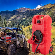 15 Gal Gas Can 2 Pack, HDPE Fuel Caddy on Wheels with Pump, Red