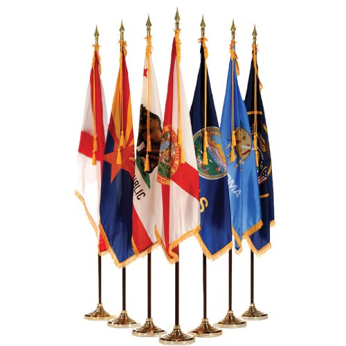 Eder Flag State Flag Set 2X3 Foot SolarMax Nylon with Pole Hem & Fringe